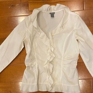 Ann Taylor white Ruffled Blouse
